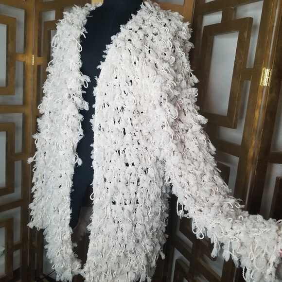 Molly Green Cream White Fuzzy Knit Shaggy Sweater - Picture 4 of 8